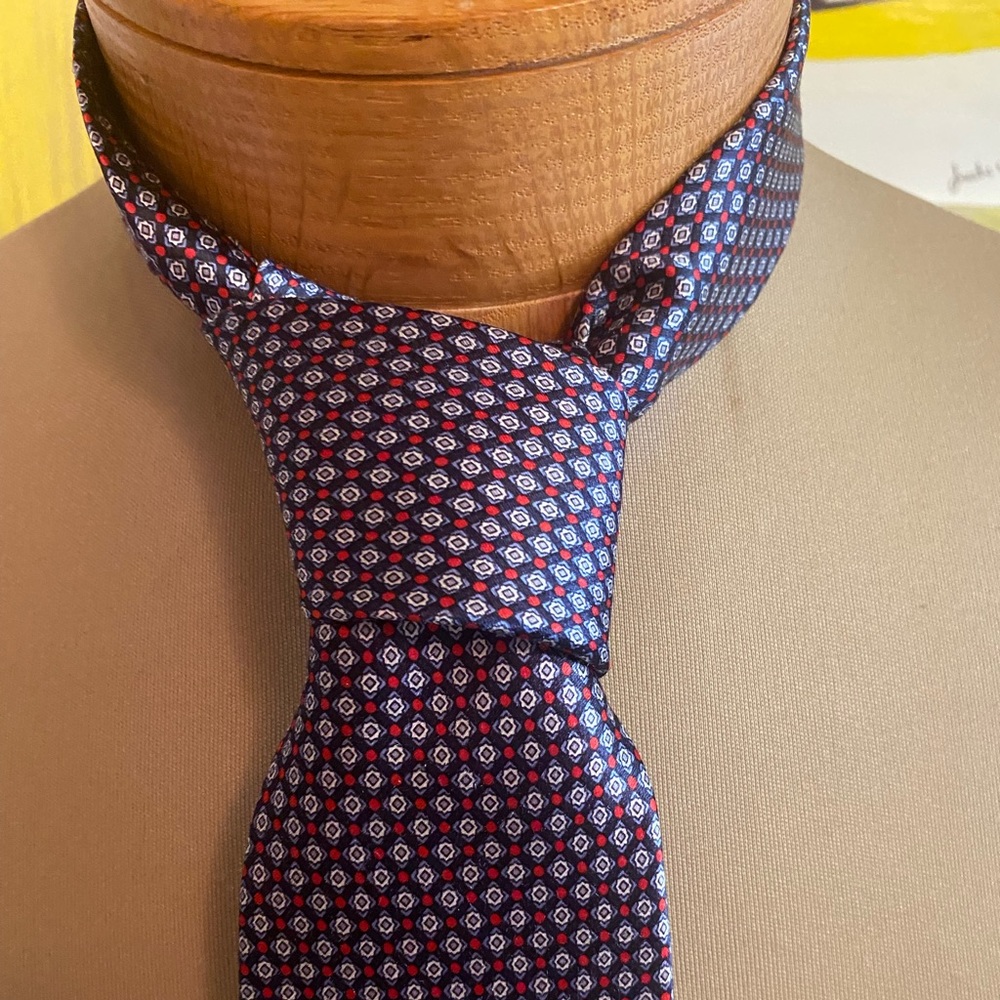 Christian Dior necktie red blue gray geometric